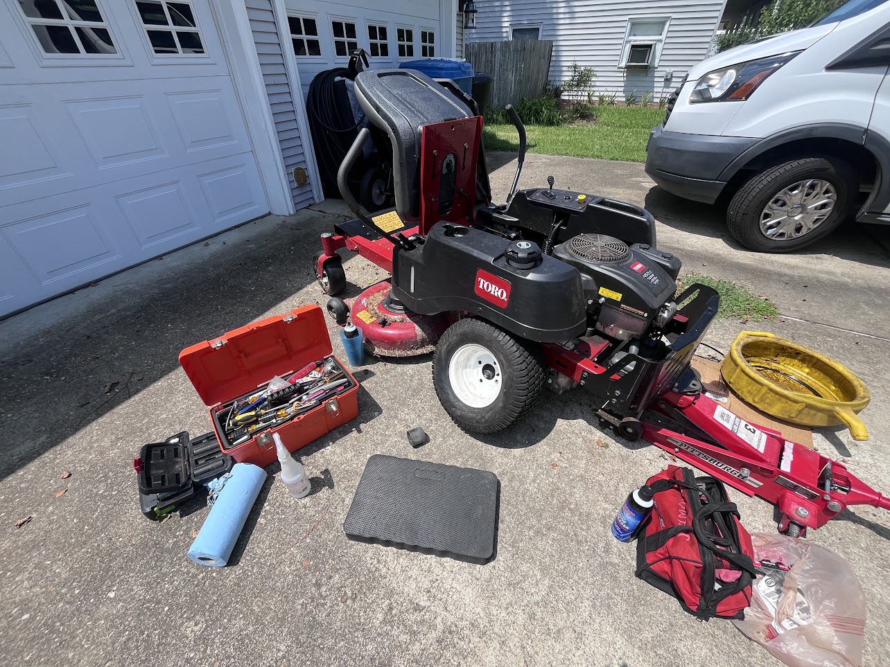 Toro commercial zero-turn mower receiving mobile service